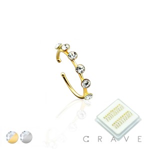 20PCS OF 6 CRYSTAL LINED 925 STERLING SILVER NOSE HOOP O-RING PACKAGE